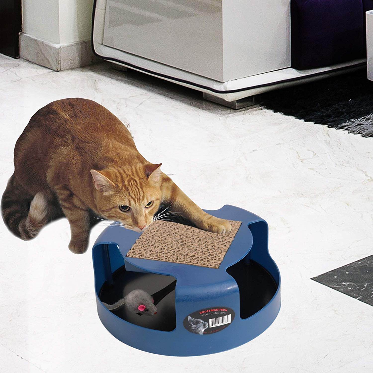 Cat Interactive Mouse Chaser Toy with Cat Scratcher