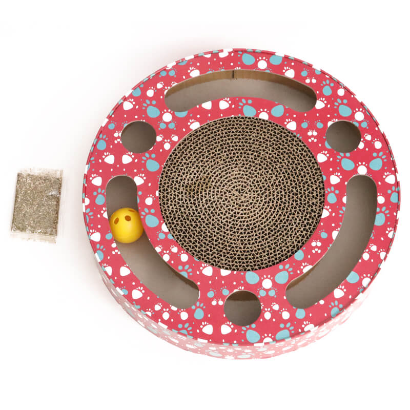 Interactive Cat Scratch Pad with Bell Ball and Catnip