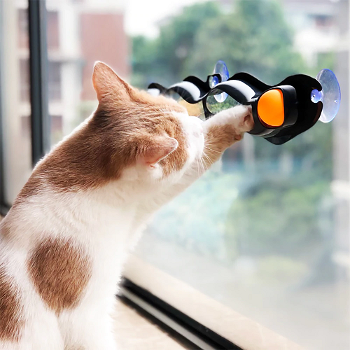 WINDOW MOUNTED TRACK BALL TOY FOR CATS